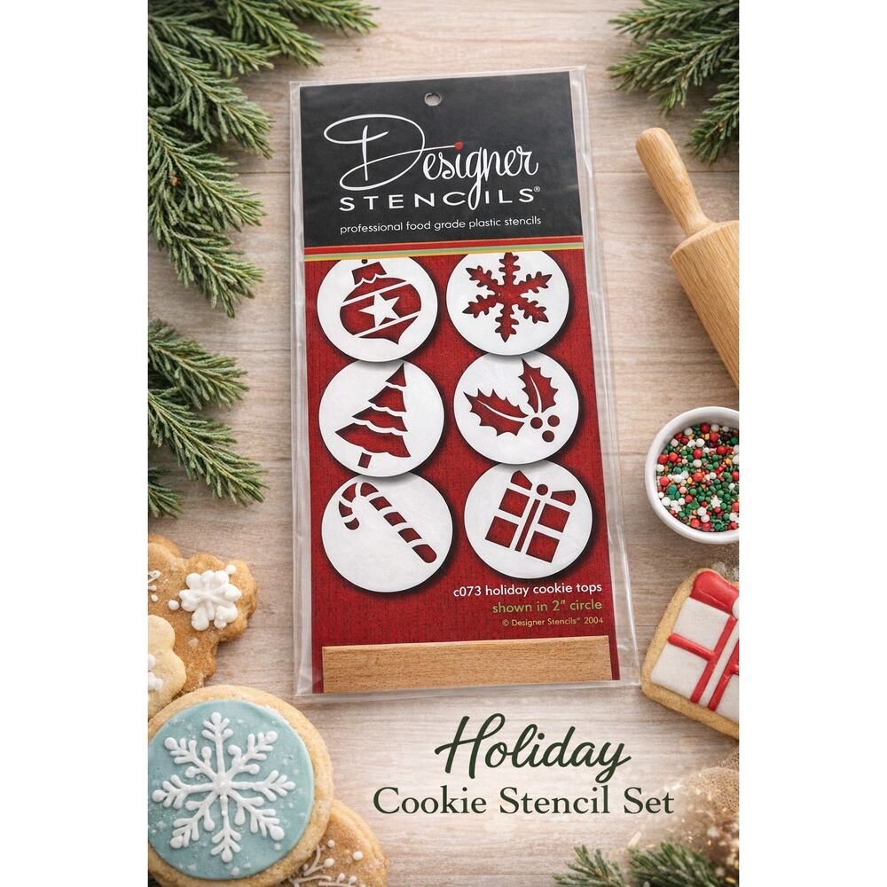 Designer Stencils Holiday Cookie Tops C073 Christmas Cookie Stencil Set Baking